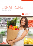 Titelblatt der Broschüre Ernährung - Frau mit Einkaufstasche voller Gemüse