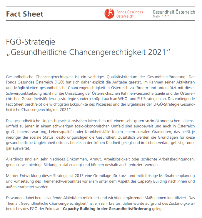 titelblatt gesundheitliche chancengerechtigkeit