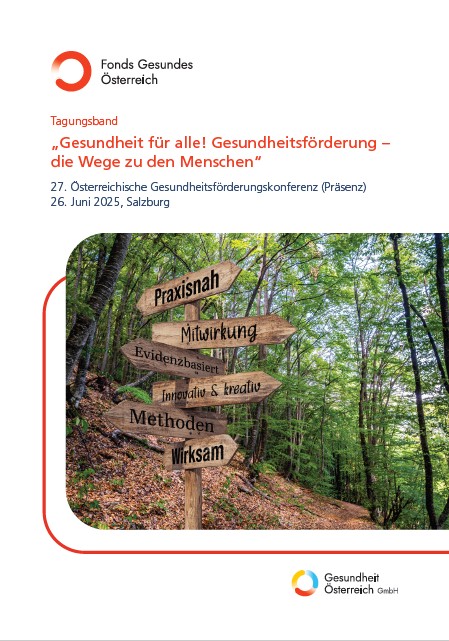 Wegweiser mit Begriffen aus der Gesundheitsförderung