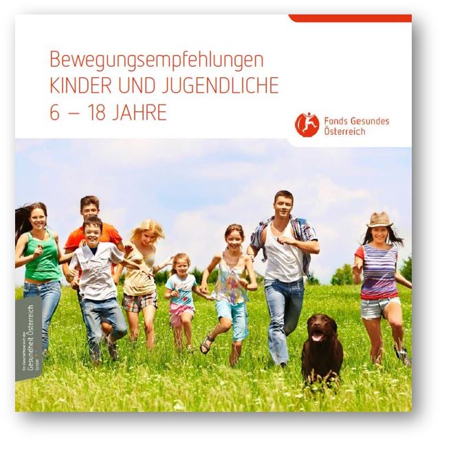 Titelblatt der Broschüre Bewegungsempfehlungen - Kinder und Jugendliche, 6 - 18 Jahre