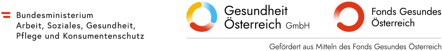 Kombilogo Bundesministeriums für Arbeit, Soziales, Gesundheit, Pflege und Konsumentenschutz, der Gesundheit Österreich GmbH und des Fonds Gesundes Österreich