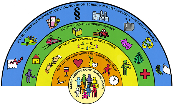 Grafik der Gesundheitsdeterminanten in Farbe