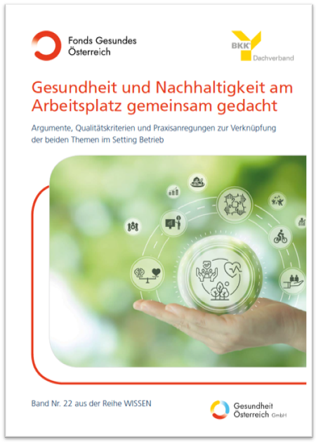 Titelblatt des Wissensbands "Gesundheit und Nachhaltigkeit am Arbeitsplatz gemeinsam gedacht"