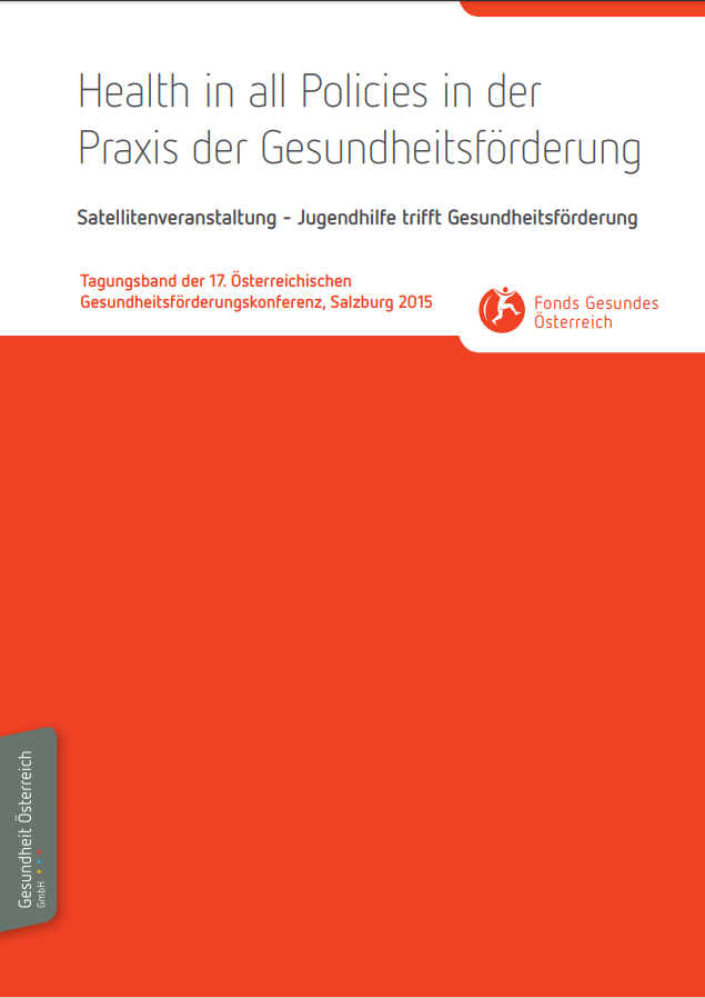 Titelblatt des Tagungsbands "Health in all Policies in der Praxis der Gesundheitsförderung."