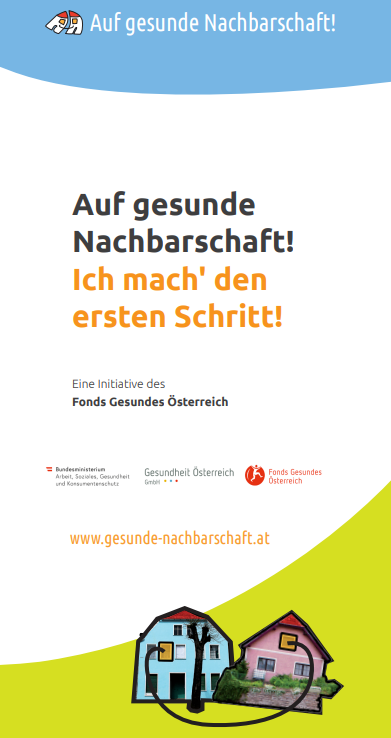Titelblatt des Folders "Auf gesunde Nachbarschaft! Ich mach' den ersten Schritt!"