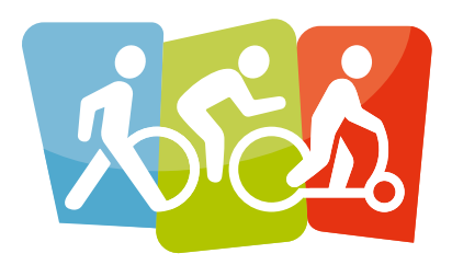 Grafik mit Zufußgehen Radfahren Rollerfahren