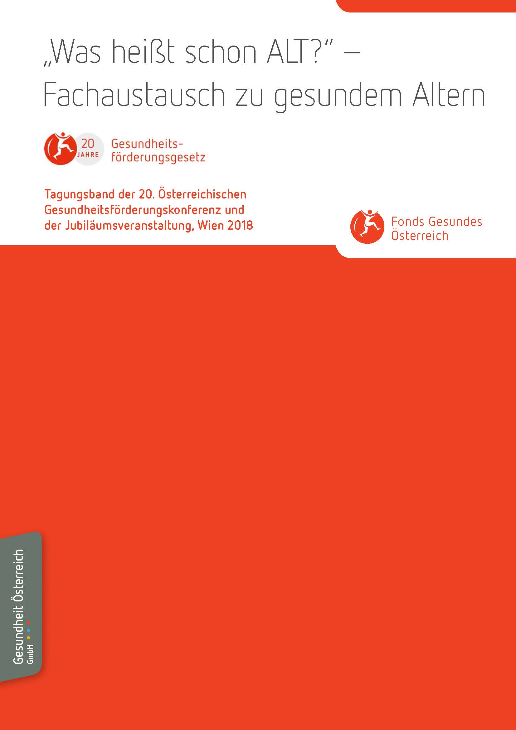 Titelblatt des Tagungsband "Was heißt schon alt?" - Fachaustausch zu gesundem Altern