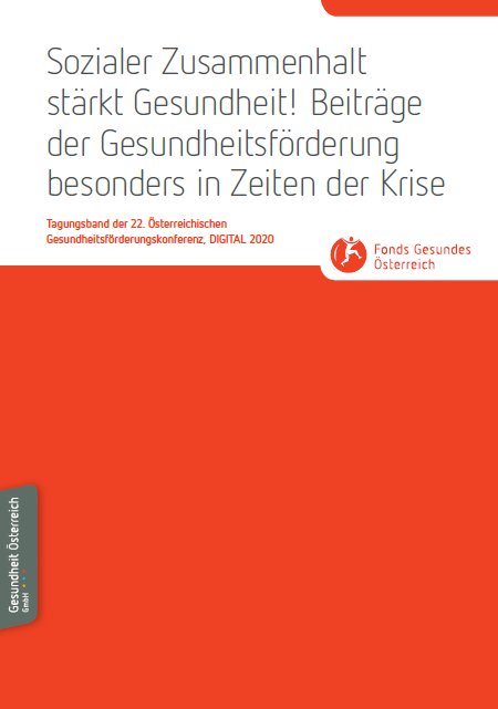 Titelblatt des Tagungsband „Sozialer Zusammenhalt stärkt Gesundheit! Beiträge der Gesundheitsförderung besonders in Zeiten der Krise"