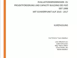Titelseite Daten, Fakten und Evaluationsergebnisse zu Projektförderung und Capacity Building des FGÖ seit 1998 mit Schwerpunkt 2015-2017