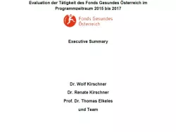Titelseite Evaluation der Tätigkeit des Fonds Gesundes Österreich im Programmzeitraum 2015 bis 2017