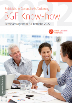 Titelblatt der Broschüre "BGF Know-how, Seminarprogramm für Betriebe 2022"
