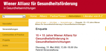 Screenshot der Webseite