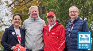 Gruppenfoto Eva Pölzl (ORF), Peter McDonald (SPORTUNION), Peter Korecky (ASKÖ LV Wien), Klaus Ropin (FGÖ)r Abschlussveranstaltung am 26.10.2024