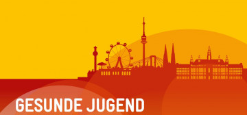 Ausschnitt des Titelblatt: Silhouette Wiens mit Text "Gesunde Jugend"