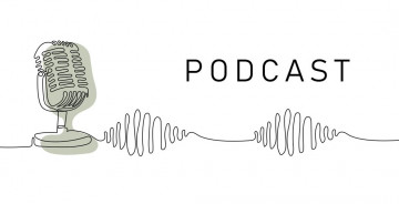 Microphon mit dem Text "PODCAST"