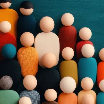 Abstrakt dargestellt ist eine Gruppe von Personen
