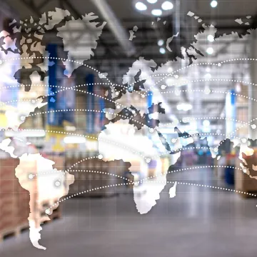 © Funtap / stock.adobe.com Weltkarte mit vernetzten Kontinenten