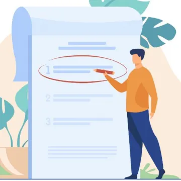 © Freepic/phc.vector. Person markiert Text in einer Liste