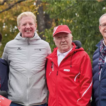 Gruppenfoto Eva Pölzl (ORF), Peter McDonald (SPORTUNION), Peter Korecky (ASKÖ LV Wien), Klaus Ropin (FGÖ)r Abschlussveranstaltung am 26.10.2024