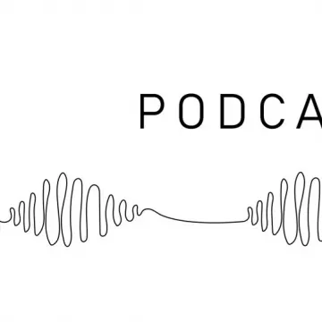 © Logvin art Microphon mit dem Text "PODCAST"