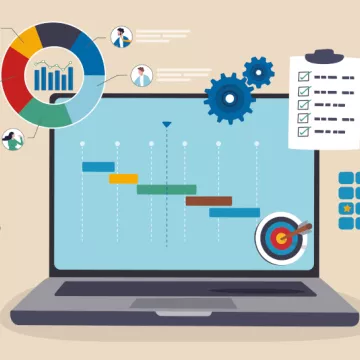 Laptop mit Projektmanagement-Bild