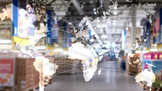 Weltkarte mit vernetzten Kontinenten