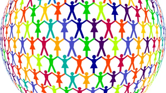 Weltkugel aus Menschen - Grafik