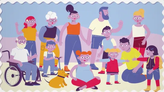 Bild mit Menschen unterschiedlichen Alters repräsentieren die Zielgruppen der Bewegungsempfehlungen