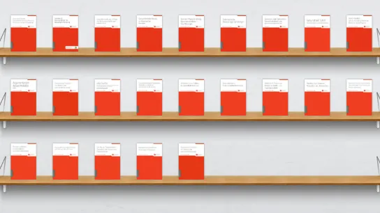 Bücherregal mit Wissensbänden