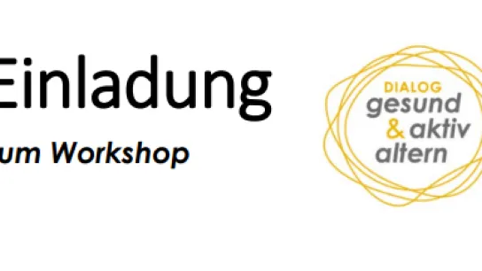 Text "Einladung" mit Logo des Dialogs