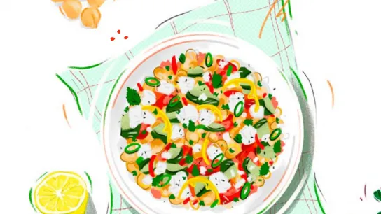 Zeichnung eines Tellers mit Hülsenfrüchten