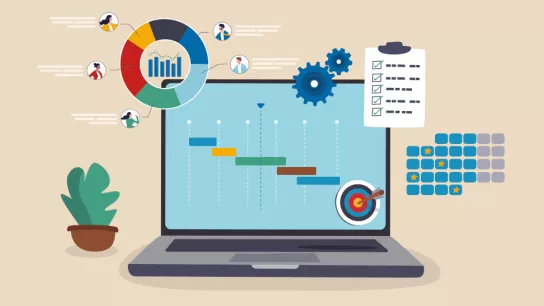 Laptop mit Projektmanagement-Bild